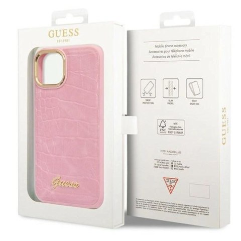 Etui Guess Croco Collection na iPhone 14 Plus - różowe Guess