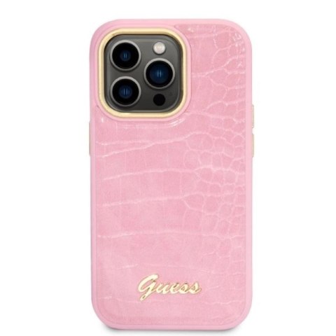 Etui Guess Croco Collection na iPhone 14 Pro - różowe Guess