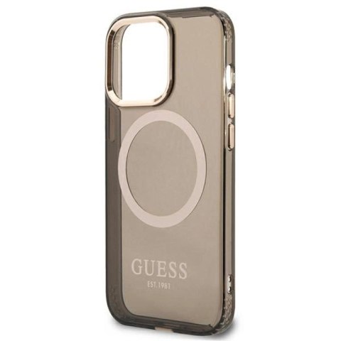 Etui Guess Gold Outline Translucent MagSafe na iPhone 13 Pro Max - czarne Guess