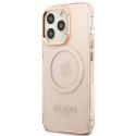 Etui Guess Gold Outline Translucent MagSafe na iPhone 13 Pro Max - różowe Guess