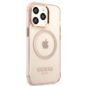Etui Guess Gold Outline Translucent MagSafe na iPhone 13 Pro Max - różowe Guess