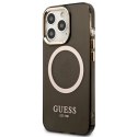 Etui Guess Gold Outline Translucent MagSafe na iPhone 13 Pro / iPhone 13 - czarne Guess