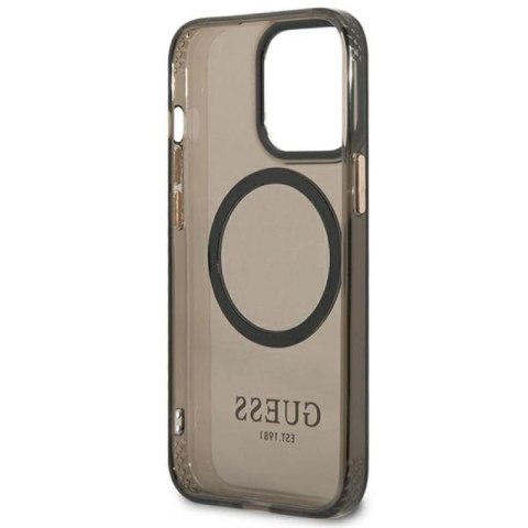 Etui Guess Gold Outline Translucent MagSafe na iPhone 13 Pro / iPhone 13 - czarne Guess