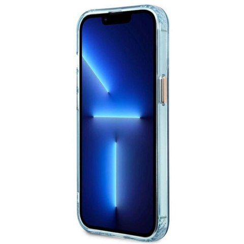 Etui Guess Gold Outline Translucent MagSafe na iPhone 13 Pro / iPhone 13 - niebieskie Guess