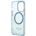 Etui Guess Gold Outline Translucent MagSafe na iPhone 13 Pro / iPhone 13 - niebieskie Guess