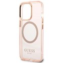 Etui Guess Gold Outline Translucent MagSafe na iPhone 13 Pro / iPhone 13 - różowe Guess