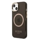 Etui Guess Gold Outline Translucent MagSafe na iPhone 13 - czarne Guess
