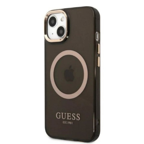 Etui Guess Gold Outline Translucent MagSafe na iPhone 13 - czarne Guess