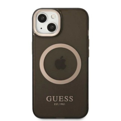 Etui Guess Gold Outline Translucent MagSafe na iPhone 13 - czarne Guess