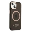 Etui Guess Gold Outline Translucent MagSafe na iPhone 13 - czarne Guess