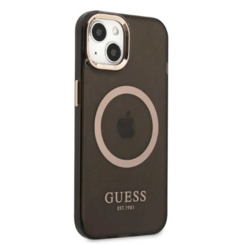 Etui Guess Gold Outline Translucent MagSafe na iPhone 13 - czarne Guess