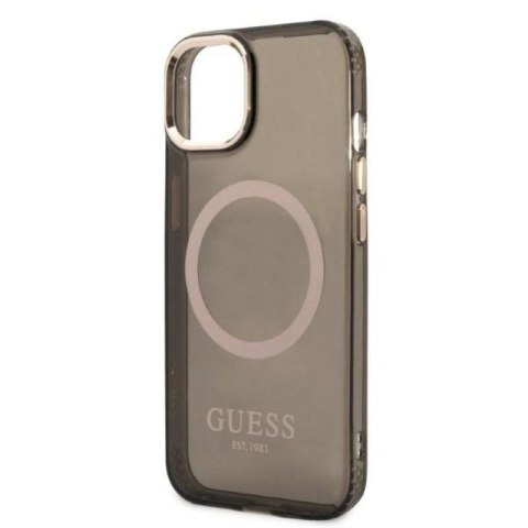 Etui Guess Gold Outline Translucent MagSafe na iPhone 13 - czarne Guess