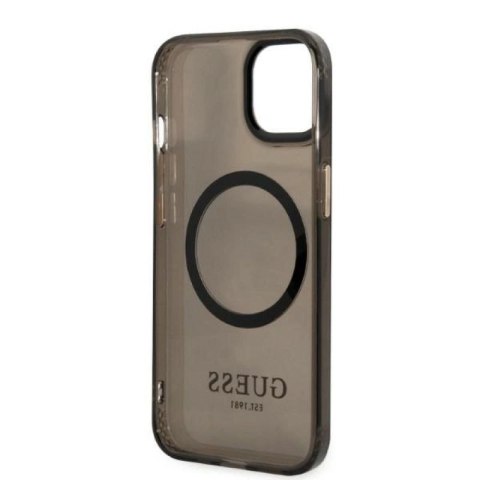 Etui Guess Gold Outline Translucent MagSafe na iPhone 13 - czarne Guess
