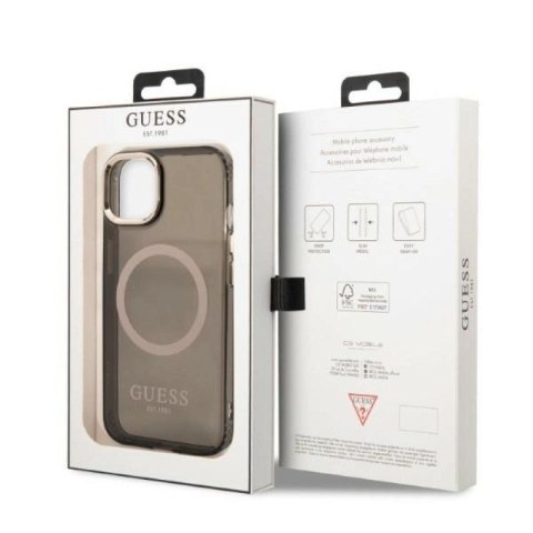 Etui Guess Gold Outline Translucent MagSafe na iPhone 13 - czarne Guess
