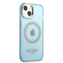 Etui Guess Gold Outline Translucent MagSafe na iPhone 13 - niebieskie Guess