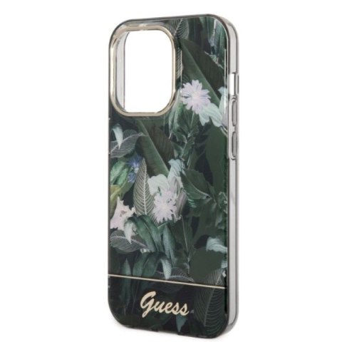 Etui Guess Jungle Collection na iPhone 14 Pro - zielone Guess