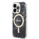 Etui Guess Marble MagSafe na iPhone 14 Pro + ładowarka indukcyjna - czarne Guess