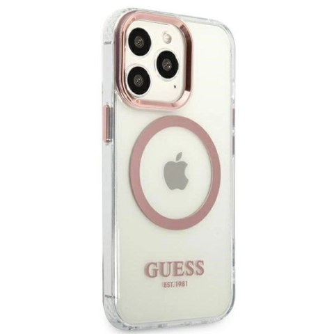 Etui Guess Metal Outline MagSafe na iPhone 13 Pro / iPhone 13 - różowe Guess