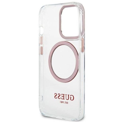 Etui Guess Metal Outline MagSafe na iPhone 13 Pro / iPhone 13 - różowe Guess