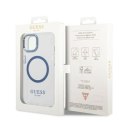 Etui Guess Metal Outline MagSafe na iPhone 14 Plus - niebieskie Guess