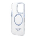 Etui Guess Metal Outline MagSafe na iPhone 14 Pro - niebieskie Guess