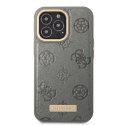 Etui Guess Peony Logo Plate MagSafe na iPhone 13 Pro Max - szare Guess