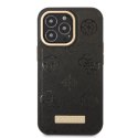 Etui Guess Peony Logo Plate MagSafe na iPhone 13 Pro / iPhone 13 - czarne Guess