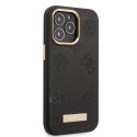 Etui Guess Peony Logo Plate MagSafe na iPhone 13 Pro / iPhone 13 - czarne Guess