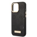 Etui Guess Peony Logo Plate MagSafe na iPhone 13 Pro / iPhone 13 - czarne Guess