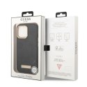 Etui Guess Peony Logo Plate MagSafe na iPhone 13 Pro / iPhone 13 - czarne Guess