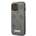 Etui Guess Peony Logo Plate MagSafe na iPhone 13 Pro / iPhone 13 - szare Guess