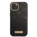 Etui Guess Peony Logo Plate MagSafe na iPhone 13 - czarne Guess