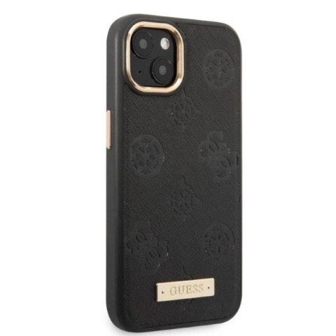 Etui Guess Peony Logo Plate MagSafe na iPhone 13 - czarne Guess