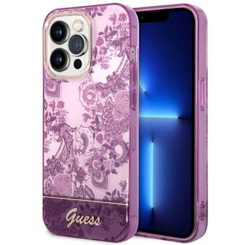 Etui Guess Porcelain Collection na iPhone 14 Pro Max - fuksjowe Guess