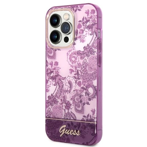 Etui Guess Porcelain Collection na iPhone 14 Pro Max - fuksjowe Guess