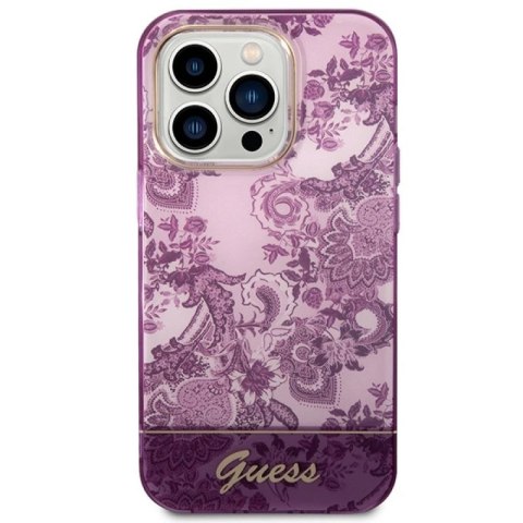 Etui Guess Porcelain Collection na iPhone 14 Pro Max - fuksjowe Guess