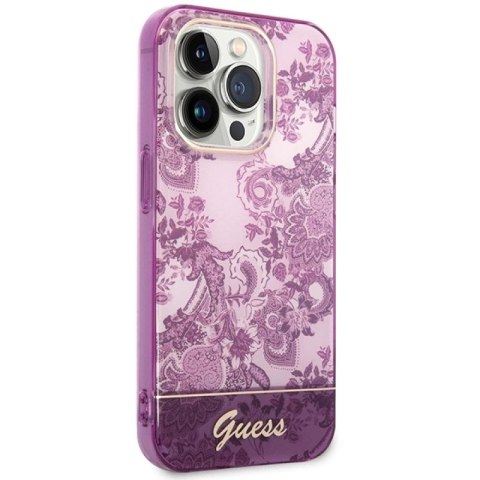 Etui Guess Porcelain Collection na iPhone 14 Pro Max - fuksjowe Guess