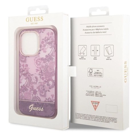 Etui Guess Porcelain Collection na iPhone 14 Pro Max - fuksjowe Guess