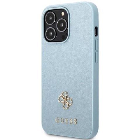 Etui Guess Saffiano 4G Small Metal Logo na iPhone 13 Pro / 13 - niebieskie Guess
