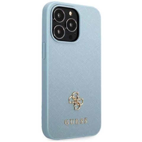 Etui Guess Saffiano 4G Small Metal Logo na iPhone 13 Pro / 13 - niebieskie Guess