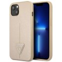 Etui Guess Saffiano Triangle Logo na iPhone 14 Plus - beżowe Guess