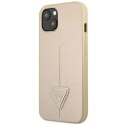 Etui Guess Saffiano Triangle Logo na iPhone 14 Plus - beżowe Guess
