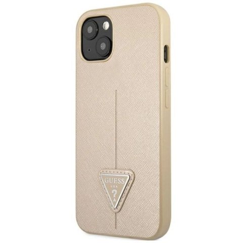 Etui Guess Saffiano Triangle Logo na iPhone 14 Plus - beżowe Guess