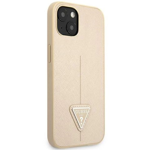 Etui Guess Saffiano Triangle Logo na iPhone 14 Plus - beżowe Guess
