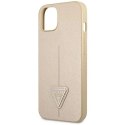Etui Guess Saffiano Triangle Logo na iPhone 14 Plus - beżowe Guess