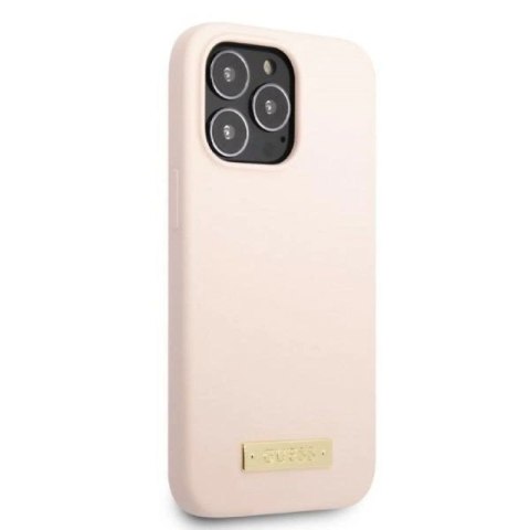 Etui Guess Silicone Logo Plate MagSafe na iPhone 13 Pro Max - różowe Guess