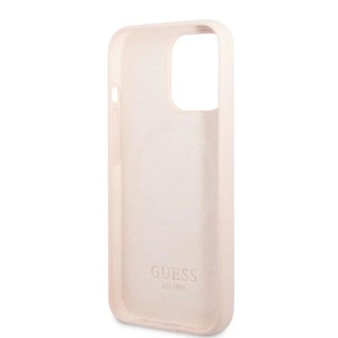 Etui Guess Silicone Logo Plate MagSafe na iPhone 13 Pro Max - różowe Guess