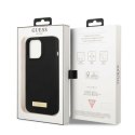 Etui Guess Silicone Logo Plate MagSafe na iPhone 13 Pro / iPhone 13 - czarne Guess