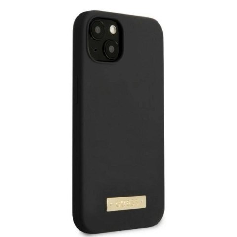 Etui Guess Silicone Logo Plate MagSafe na iPhone 13 - czarne Guess