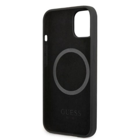 Etui Guess Silicone Logo Plate MagSafe na iPhone 13 mini - czarne Guess